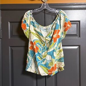 Vintage Hawaiian Floral Print Women's Top